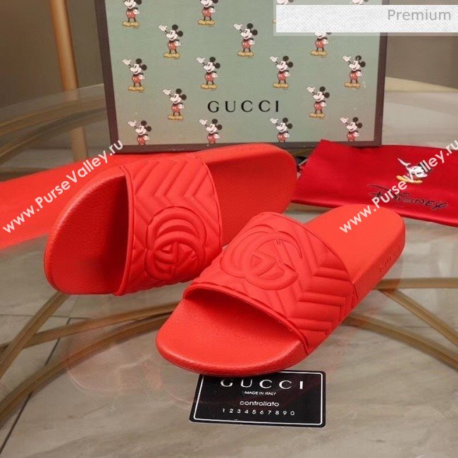 Gucci GG Rubber Slide Sandal Red 2020(For Women and Men) (MD-20050907)
