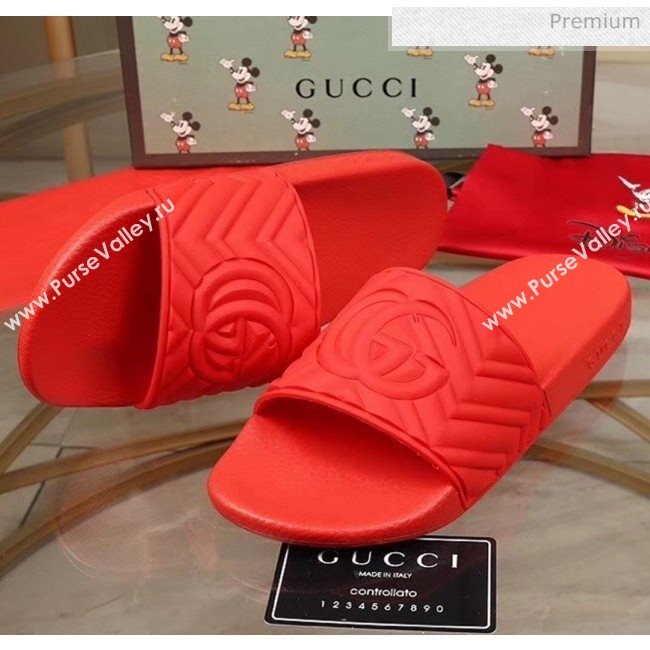 Gucci GG Rubber Slide Sandal Red 2020(For Women and Men) (MD-20050907)