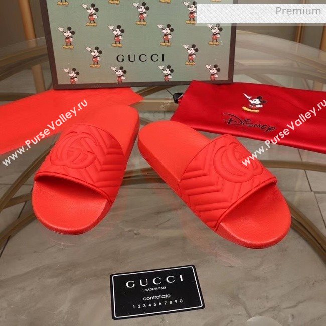 Gucci GG Rubber Slide Sandal Red 2020(For Women and Men) (MD-20050907)