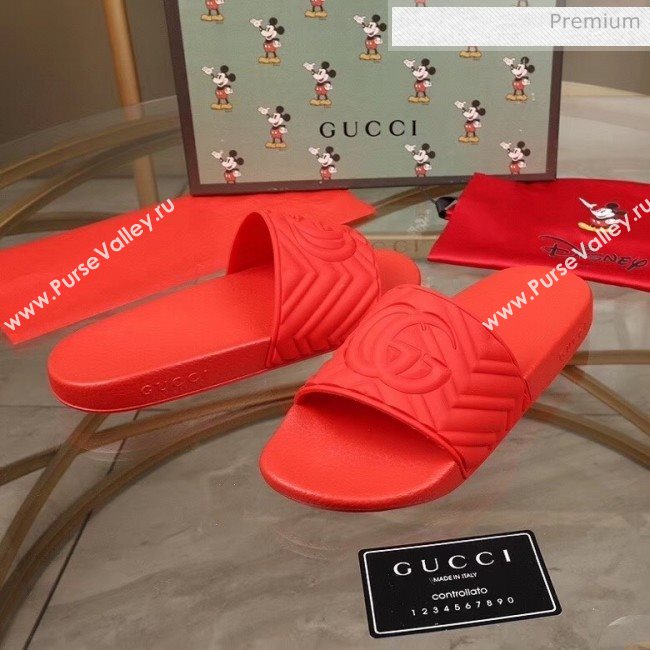 Gucci GG Rubber Slide Sandal Red 2020(For Women and Men) (MD-20050907)