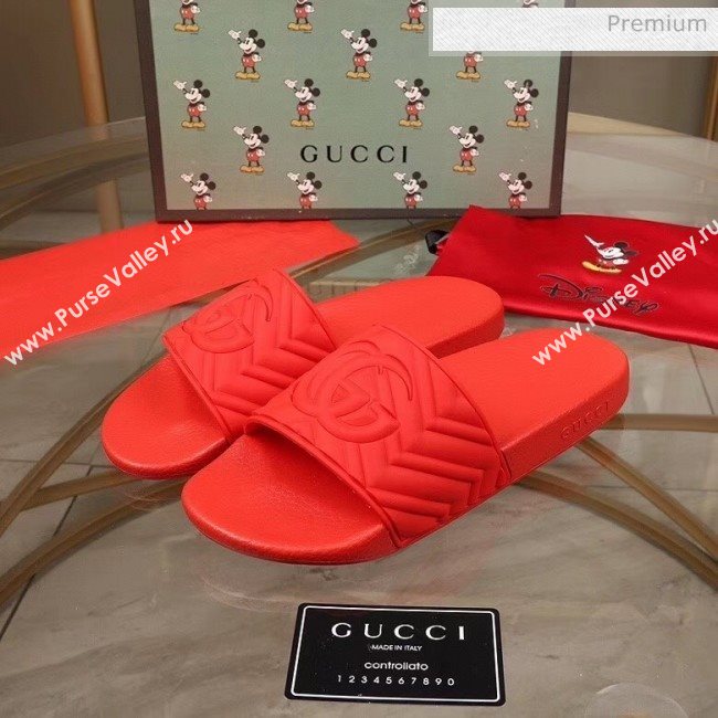 Gucci GG Rubber Slide Sandal Red 2020(For Women and Men) (MD-20050907)