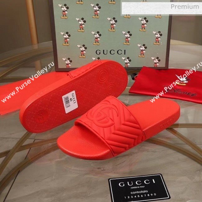 Gucci GG Rubber Slide Sandal Red 2020(For Women and Men) (MD-20050907)