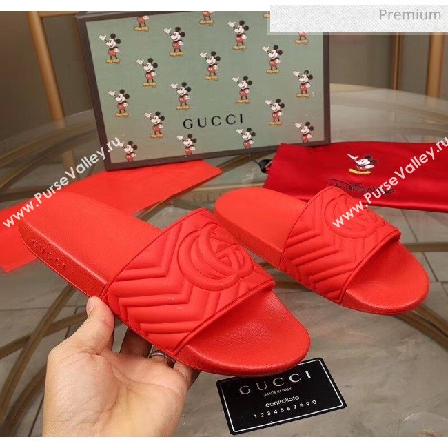 Gucci GG Rubber Slide Sandal Red 2020(For Women and Men) (MD-20050907)