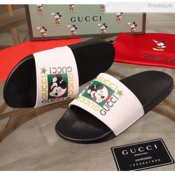 Gucci Disney x Gucci Rubber Flat Slide Sandals  White/Black 2020(For Women and Men) (MD-20050908)