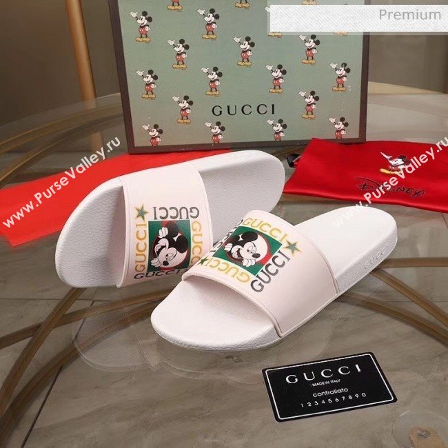 Gucci Disney x Gucci Rubber Flat Slide Sandals White 2020(For Women and Men) (MD-20050909)