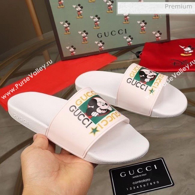 Gucci Disney x Gucci Rubber Flat Slide Sandals White 2020(For Women and Men) (MD-20050909)