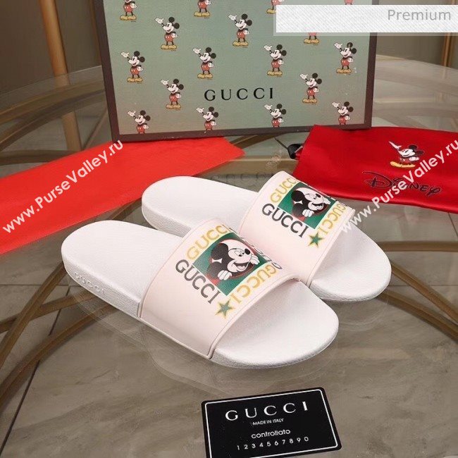 Gucci Disney x Gucci Rubber Flat Slide Sandals White 2020(For Women and Men) (MD-20050909)