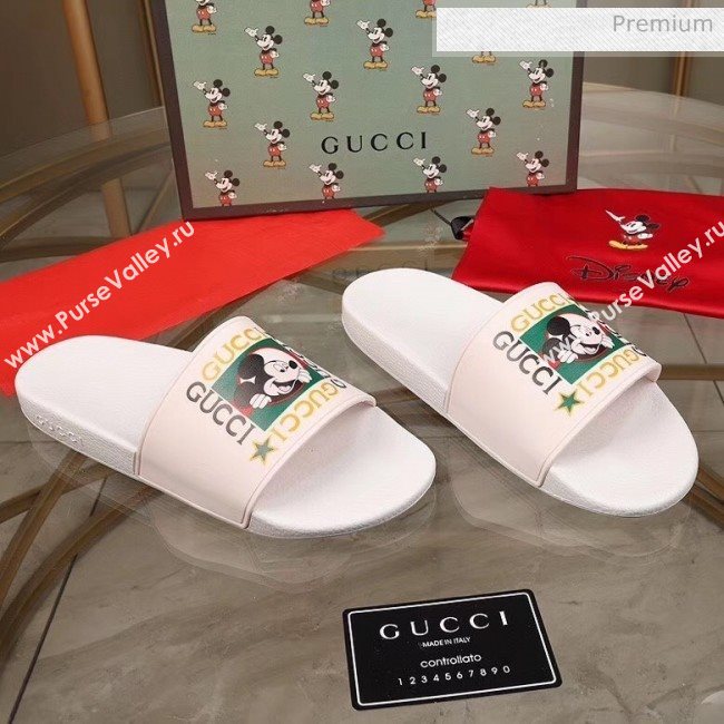 Gucci Disney x Gucci Rubber Flat Slide Sandals White 2020(For Women and Men) (MD-20050909)
