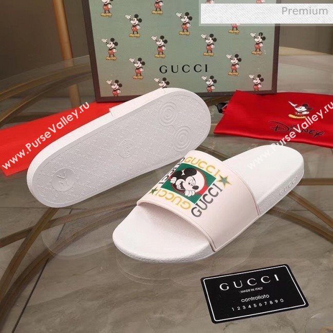 Gucci Disney x Gucci Rubber Flat Slide Sandals White 2020(For Women and Men) (MD-20050909)