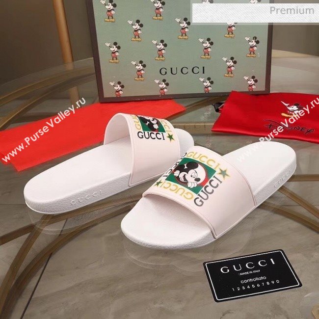Gucci Disney x Gucci Rubber Flat Slide Sandals White 2020(For Women and Men) (MD-20050909)