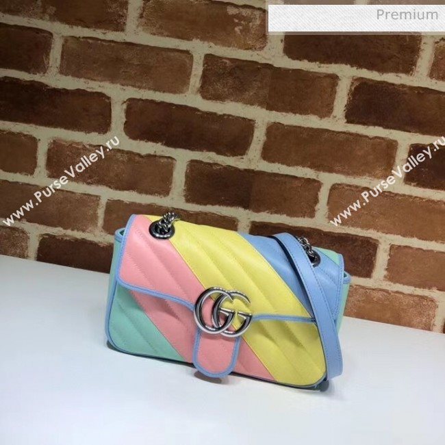 Gucci GG Marmont Matelassé Mini Chain Shoulder Bag 446744 Multicolor Pastel 2020 (DLH-20051101)