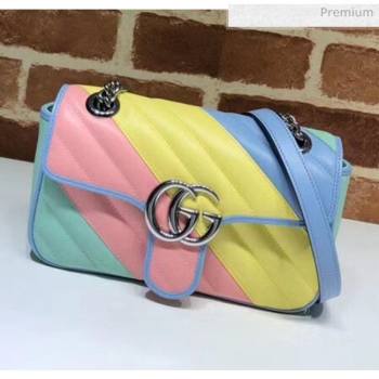 Gucci GG Marmont Matelassé Mini Chain Shoulder Bag 446744 Multicolor Pastel 2020 (DLH-20051101)