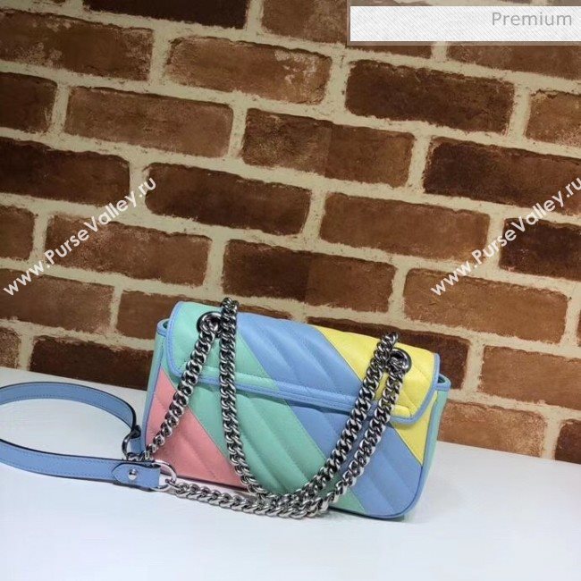 Gucci GG Marmont Matelassé Mini Chain Shoulder Bag 446744 Multicolor Pastel 2020 (DLH-20051101)