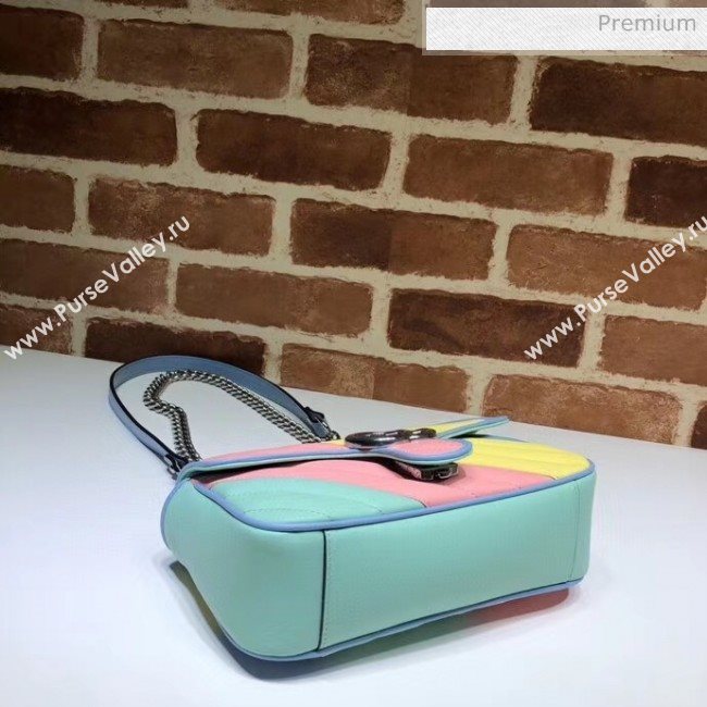 Gucci GG Marmont Matelassé Mini Chain Shoulder Bag 446744 Multicolor Pastel 2020 (DLH-20051101)