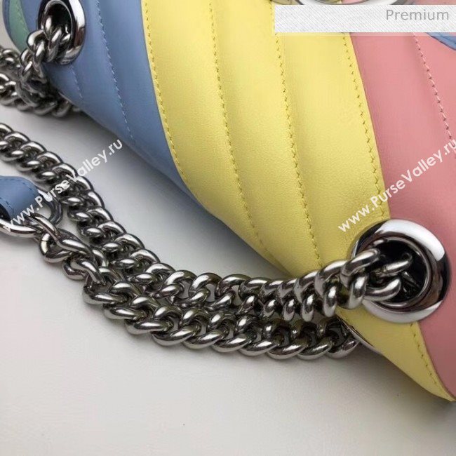 Gucci GG Marmont Matelassé Mini Chain Shoulder Bag 446744 Multicolor Pastel 2020 (DLH-20051101)