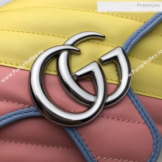 Gucci GG Marmont Matelassé Mini Chain Shoulder Bag 446744 Multicolor Pastel 2020 (DLH-20051101)