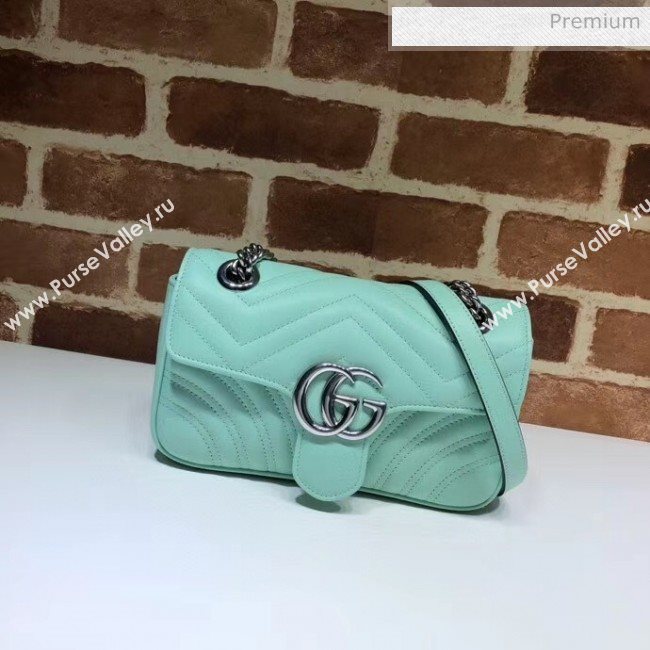 Gucci GG Marmont Matelassé Mini Chain Shoulder Bag 446744 Pastel Green 2020 (DLH-20051102)