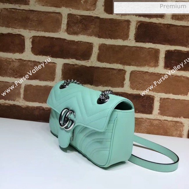 Gucci GG Marmont Matelassé Mini Chain Shoulder Bag 446744 Pastel Green 2020 (DLH-20051102)