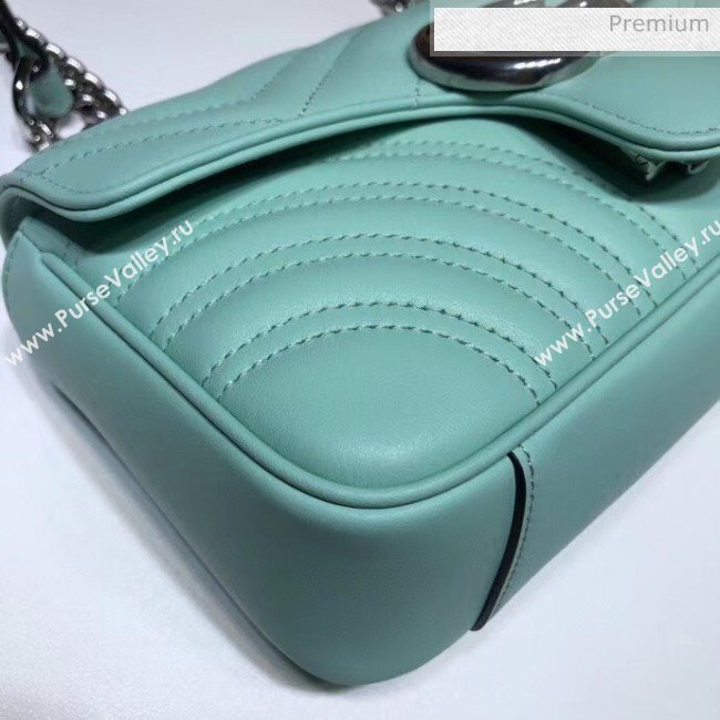 Gucci GG Marmont Matelassé Mini Chain Shoulder Bag 446744 Pastel Green 2020 (DLH-20051102)