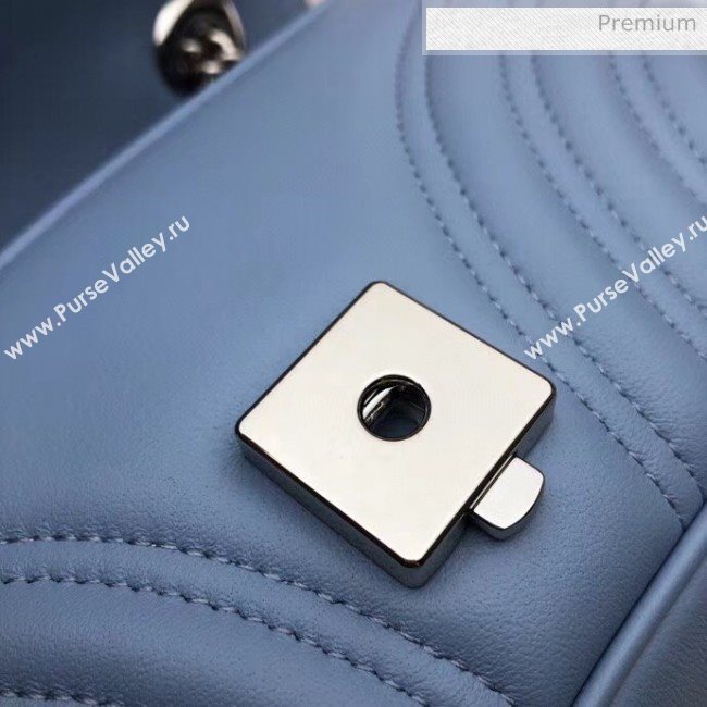 Gucci GG Marmont Matelassé Mini Chain Shoulder Bag 446744 Pastel Blue 2020 (DLH-20051103)