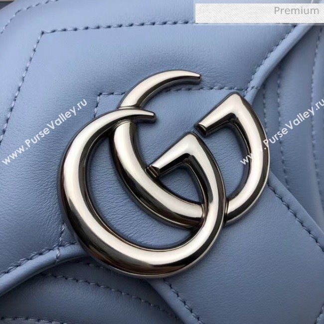 Gucci GG Marmont Matelassé Mini Chain Shoulder Bag 446744 Pastel Blue 2020 (DLH-20051103)