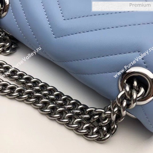 Gucci GG Marmont Matelassé Mini Chain Shoulder Bag 446744 Pastel Blue 2020 (DLH-20051103)