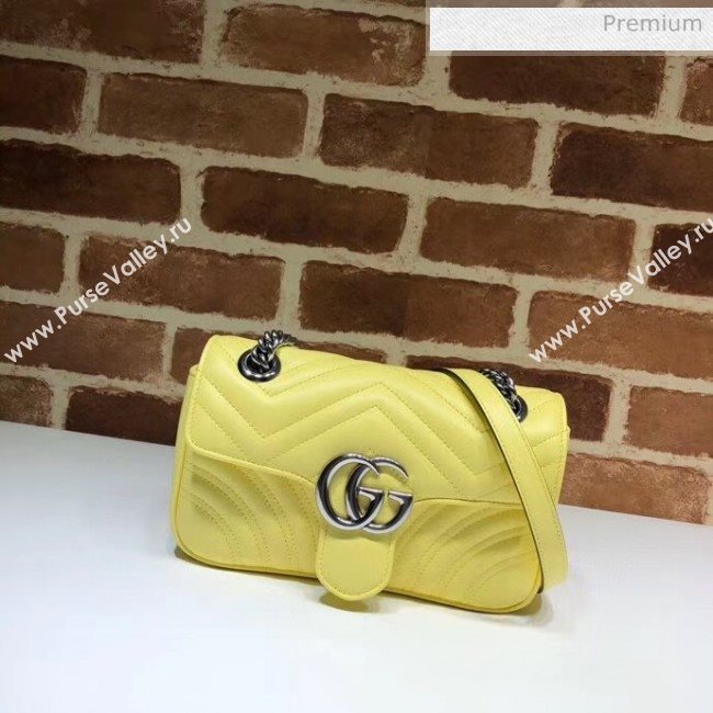 Gucci GG Marmont Matelassé Mini Chain Shoulder Bag 446744 Pastel Yellow 2020 (DLH-20051104)