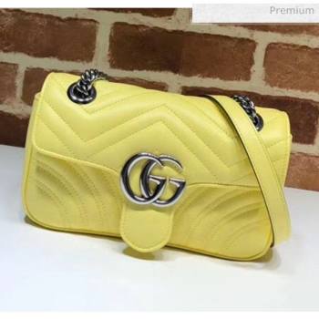 Gucci GG Marmont Matelassé Mini Chain Shoulder Bag 446744 Pastel Yellow 2020 (DLH-20051104)