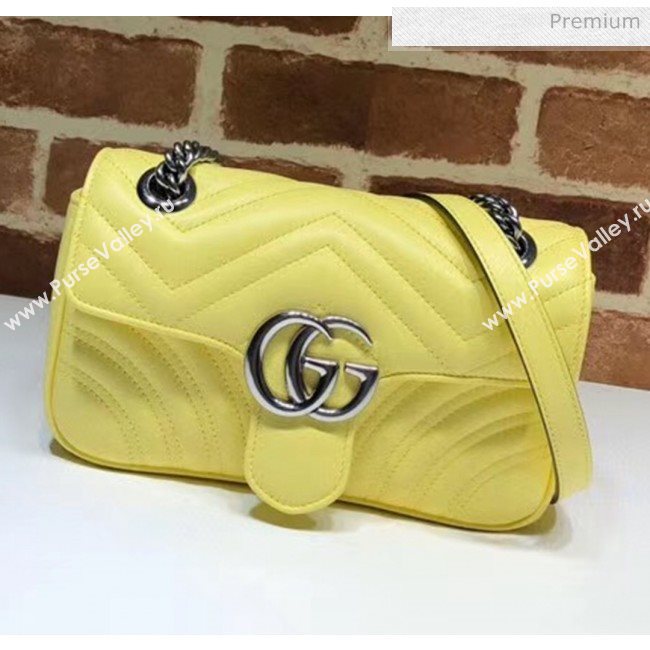 Gucci GG Marmont Matelassé Mini Chain Shoulder Bag 446744 Pastel Yellow 2020 (DLH-20051104)