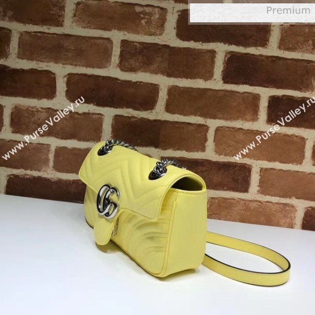 Gucci GG Marmont Matelassé Mini Chain Shoulder Bag 446744 Pastel Yellow 2020 (DLH-20051104)