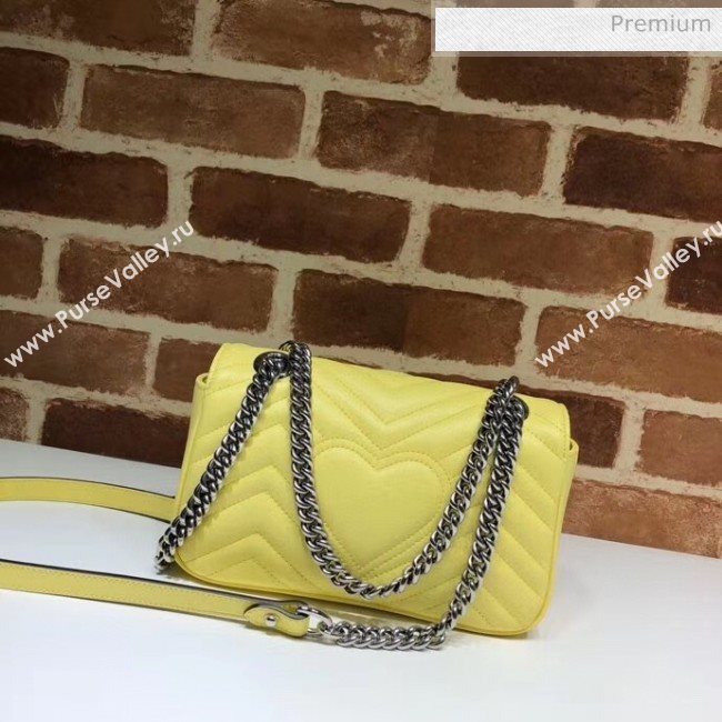 Gucci GG Marmont Matelassé Mini Chain Shoulder Bag 446744 Pastel Yellow 2020 (DLH-20051104)