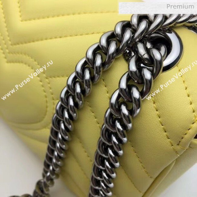 Gucci GG Marmont Matelassé Mini Chain Shoulder Bag 446744 Pastel Yellow 2020 (DLH-20051104)