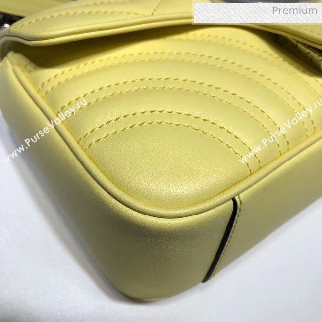 Gucci GG Marmont Matelassé Mini Chain Shoulder Bag 446744 Pastel Yellow 2020 (DLH-20051104)