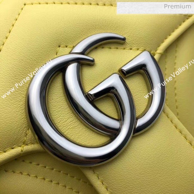 Gucci GG Marmont Matelassé Mini Chain Shoulder Bag 446744 Pastel Yellow 2020 (DLH-20051104)