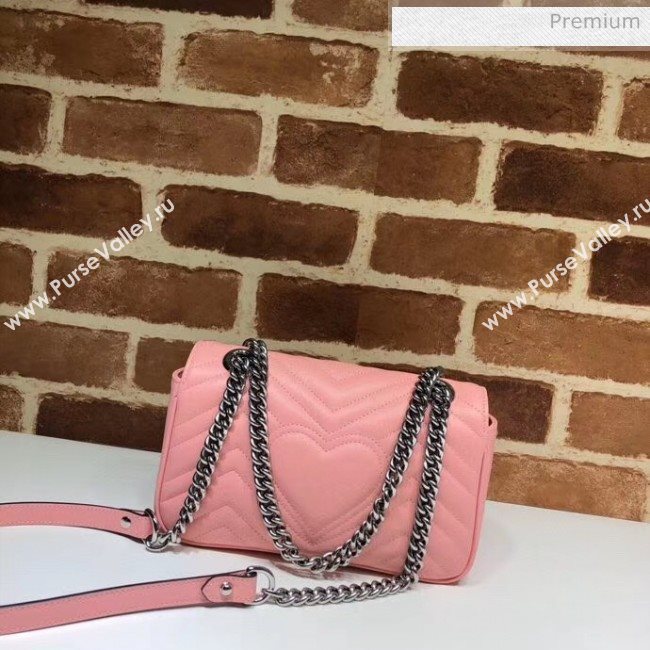 Gucci GG Marmont Matelassé Mini Chain Shoulder Bag 446744 Pastel Pink 2020 (DLH-20051105)