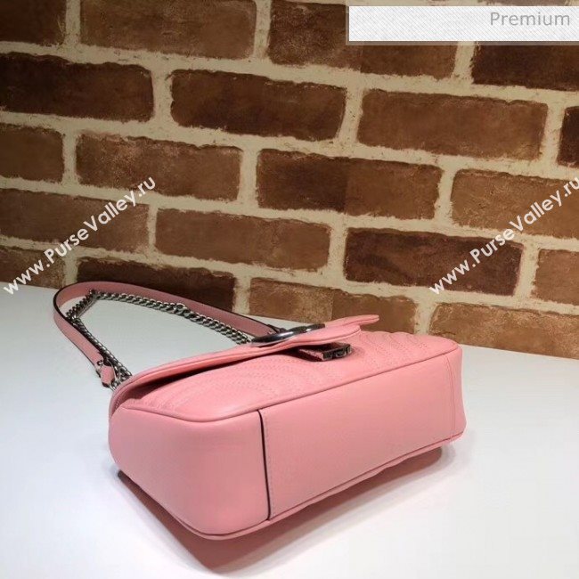 Gucci GG Marmont Matelassé Mini Chain Shoulder Bag 446744 Pastel Pink 2020 (DLH-20051105)