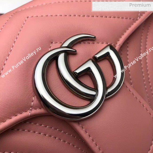 Gucci GG Marmont Matelassé Mini Chain Shoulder Bag 446744 Pastel Pink 2020 (DLH-20051105)