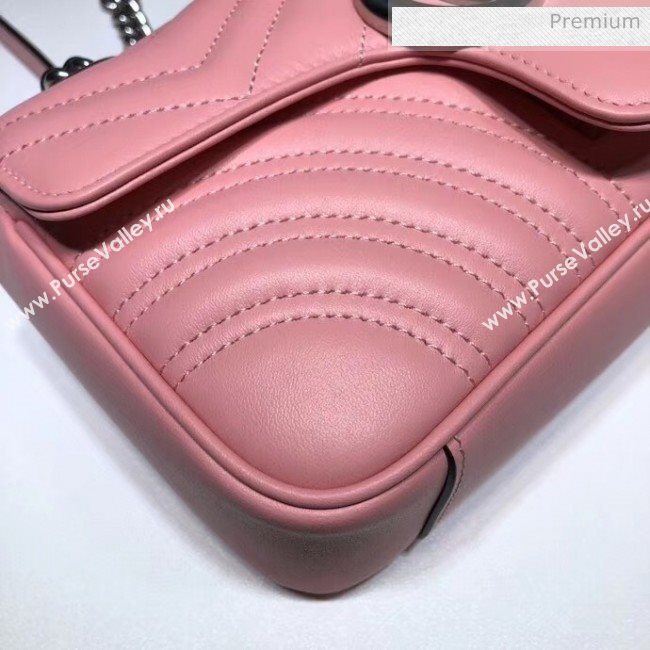 Gucci GG Marmont Matelassé Mini Chain Shoulder Bag 446744 Pastel Pink 2020 (DLH-20051105)