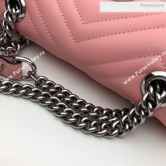 Gucci GG Marmont Matelassé Mini Chain Shoulder Bag 446744 Pastel Pink 2020 (DLH-20051105)