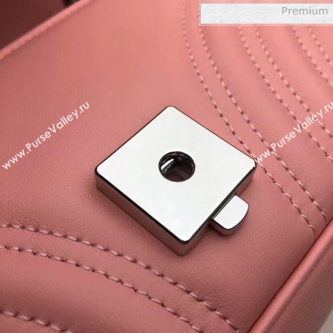 Gucci GG Marmont Matelassé Mini Chain Shoulder Bag 446744 Pastel Pink 2020 (DLH-20051105)