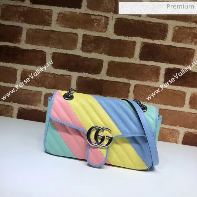 Gucci GG Marmont Matelassé Small Shoulder Bag 443497 Multicolor Pastel 2020 (DLH-20051106)