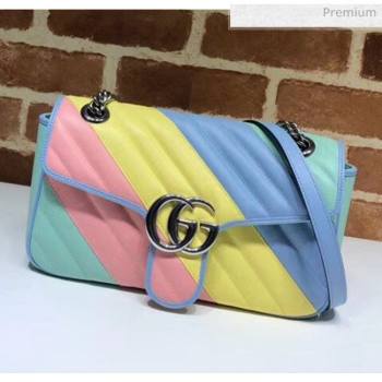 Gucci GG Marmont Matelassé Small Shoulder Bag 443497 Multicolor Pastel 2020 (DLH-20051106)