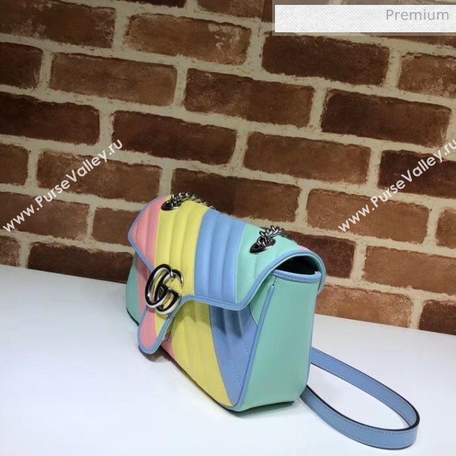 Gucci GG Marmont Matelassé Small Shoulder Bag 443497 Multicolor Pastel 2020 (DLH-20051106)