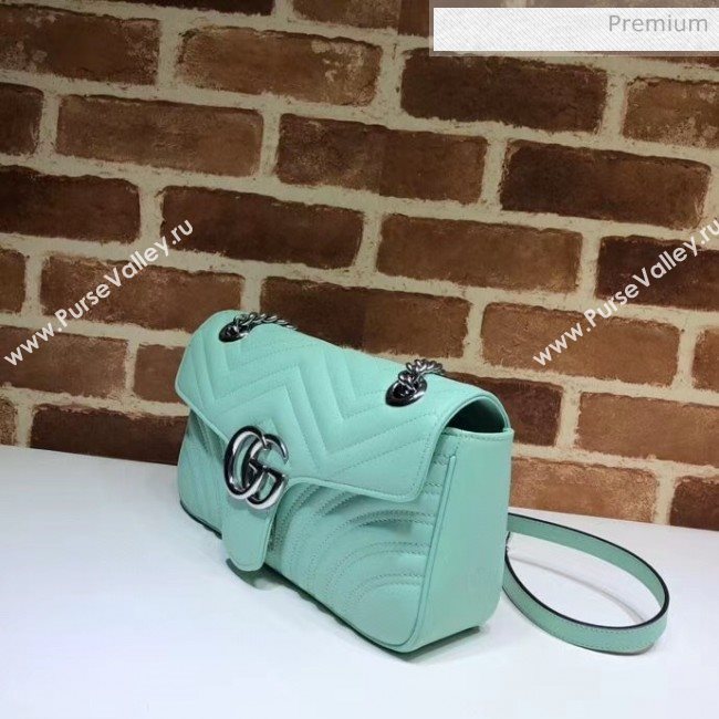 Gucci GG Marmont Matelassé Small Shoulder Bag 443497 Pastel Green 2020 (DLH-20051107)