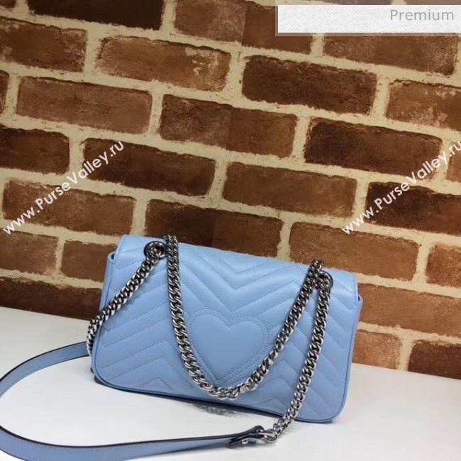 Gucci GG Marmont Matelassé Small Shoulder Bag 443497 Pastel Blue 2020 (DLH-20051108)