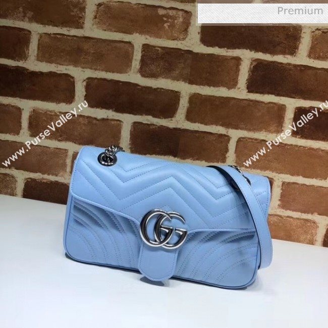 Gucci GG Marmont Matelassé Small Shoulder Bag 443497 Pastel Blue 2020 (DLH-20051108)