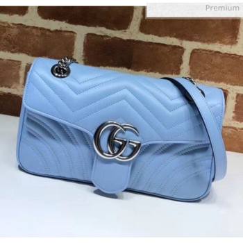 Gucci GG Marmont Matelassé Small Shoulder Bag 443497 Pastel Blue 2020 (DLH-20051108)