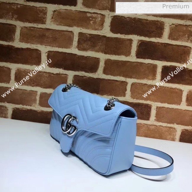 Gucci GG Marmont Matelassé Small Shoulder Bag 443497 Pastel Blue 2020 (DLH-20051108)