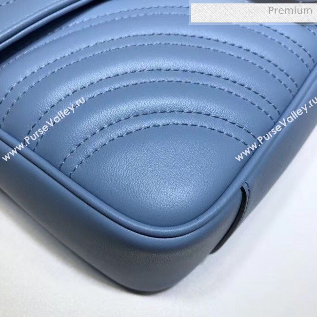 Gucci GG Marmont Matelassé Small Shoulder Bag 443497 Pastel Blue 2020 (DLH-20051108)