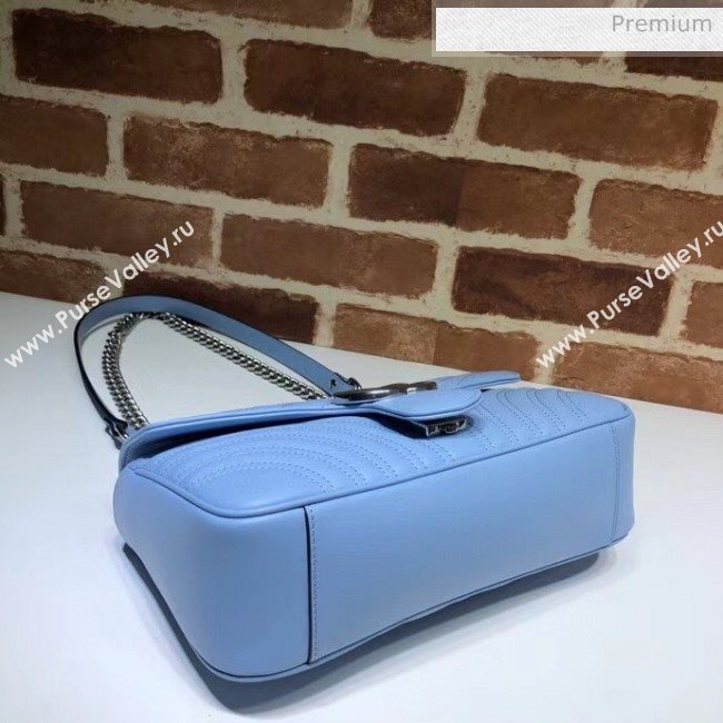 Gucci GG Marmont Matelassé Small Shoulder Bag 443497 Pastel Blue 2020 (DLH-20051108)